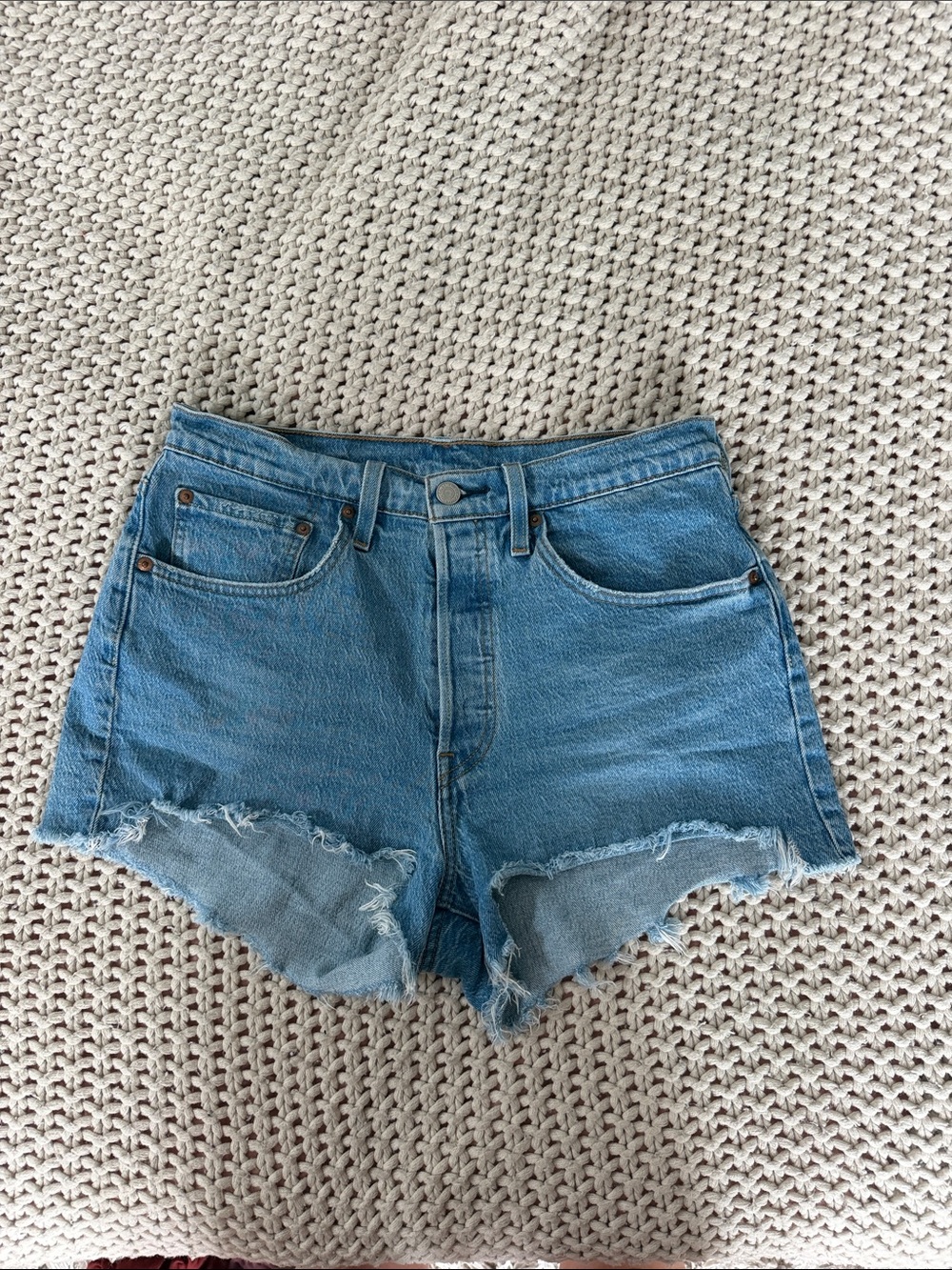 Denim High-Waist Distressed Women’s Shorts - Blue